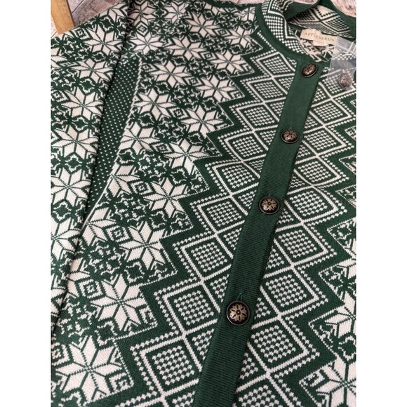 Vitange Appleseeds Sz L green ivory fair isle Nordic button up soft ca… - Picture 10 of 11